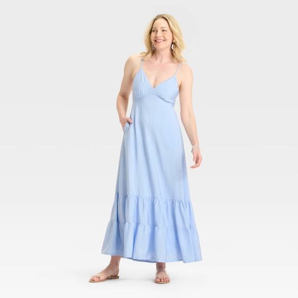A New Day NWT Women's Open Back Maxi Dress Blue Size XL - Picture 1 of 12